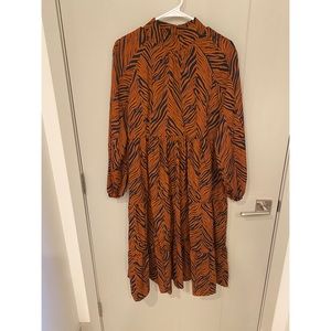 Animal Print Mock Neck Long Sleeve Dress